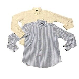 Ralph Lauren Cream and Blue Striped Dress Shirts